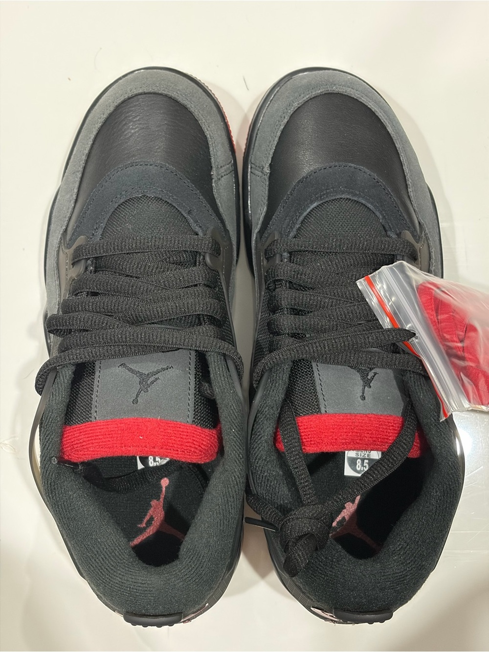 New Air Jordan 4 RM Black and Red Men Sneakers Size 8.5
